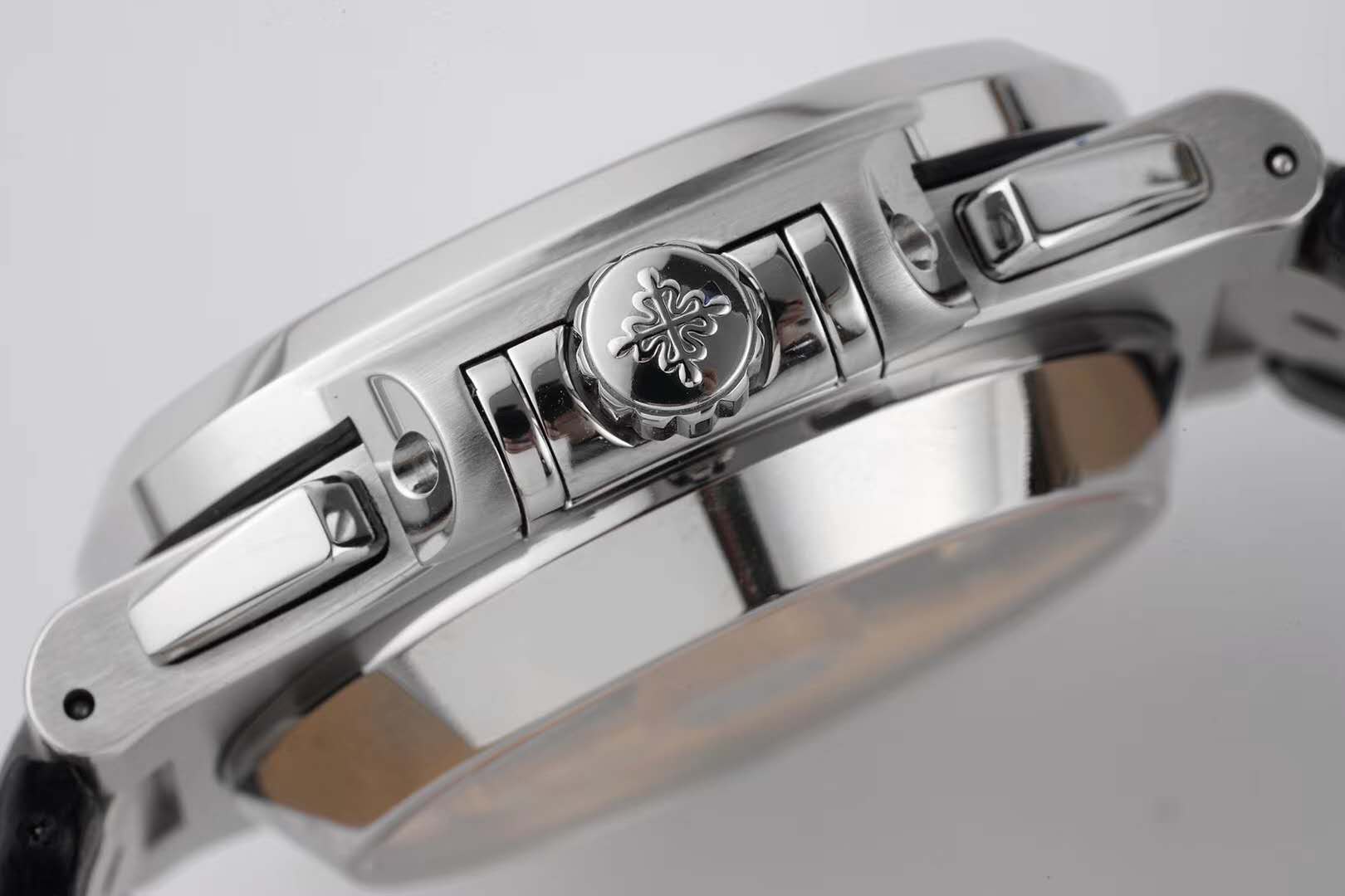 Nautilus 5980/1A-019 White Dial in Steel on Leather Strap