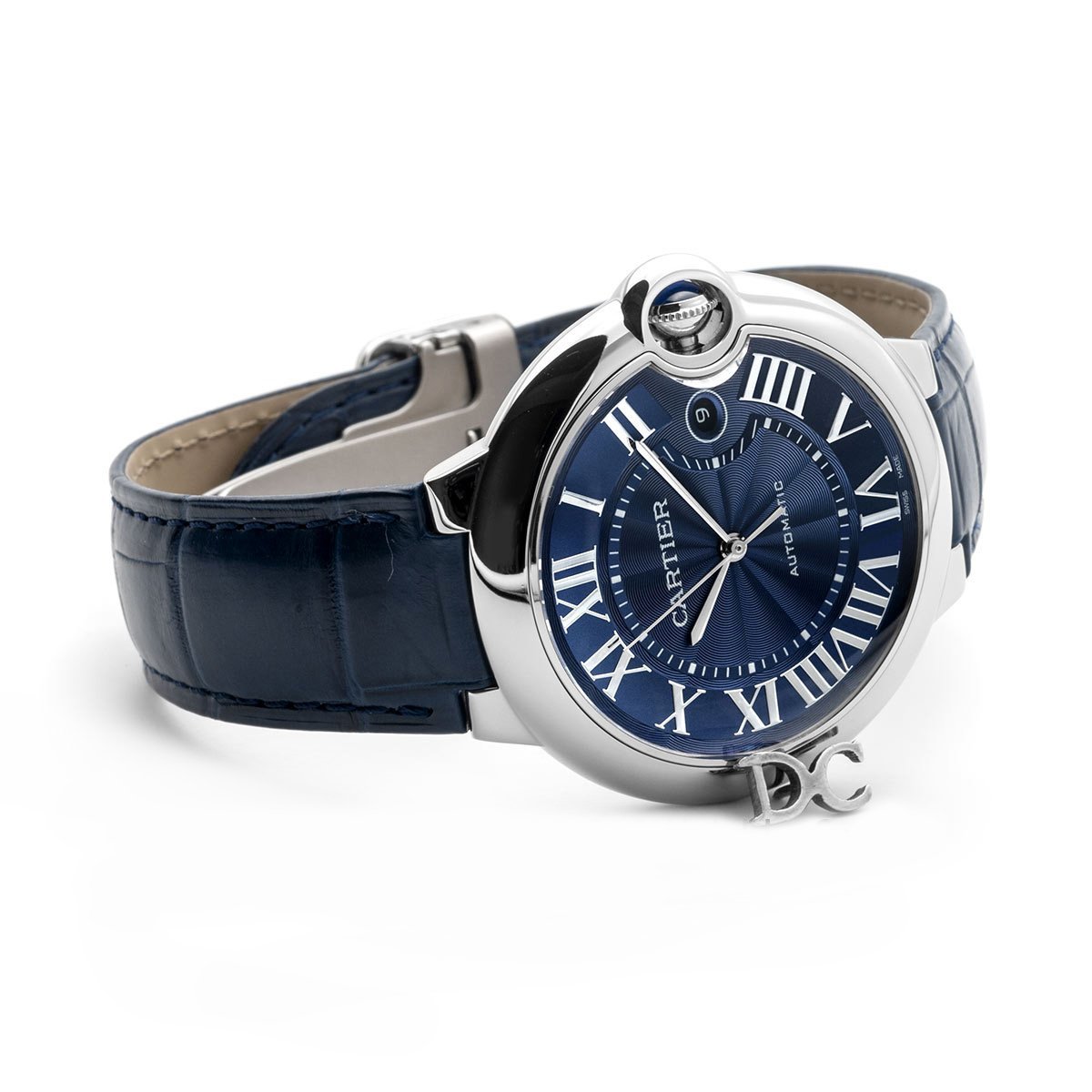 Ballon Bleu De Ca*t1er 42mm Blue Dial in Steel on Blue Leather Strap
