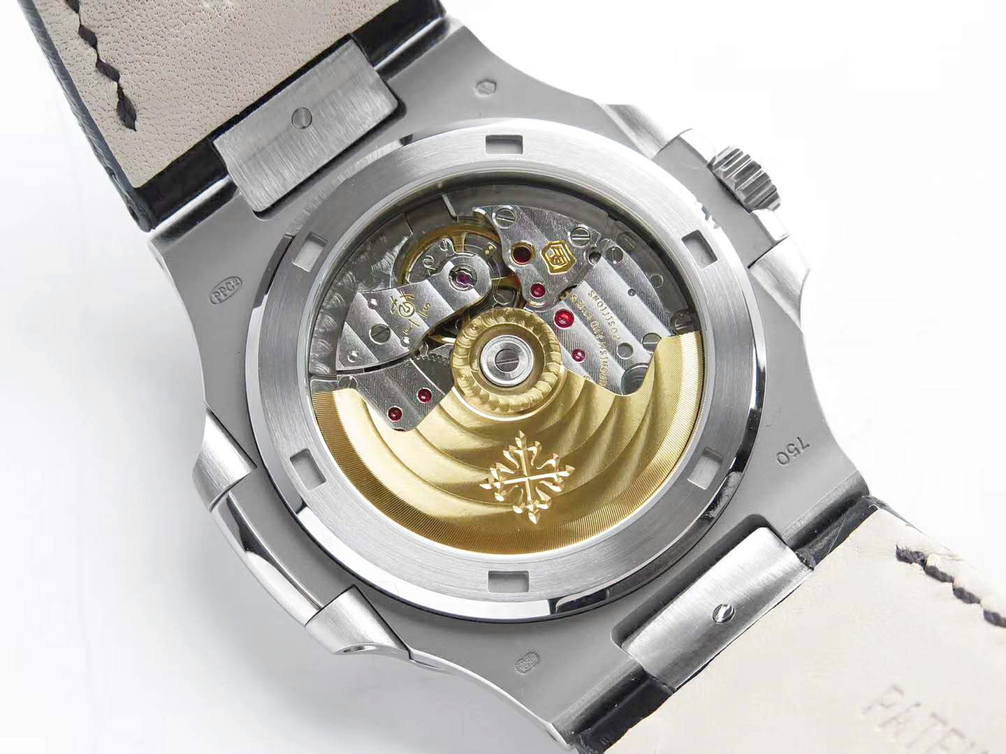 Nautilus Jumbo 5711 Grey Dial in Steel with Black Leather Strap