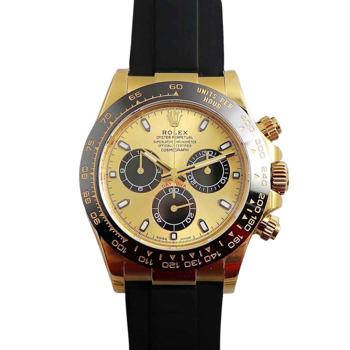 Daytona 116518LN Champagne and Black Dial in Yellow Gold