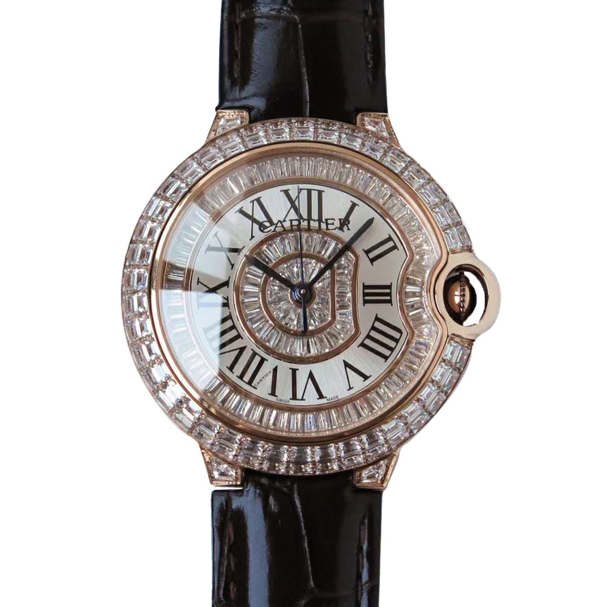 Ballon Bleu de Ca*t1er 42mm White Dial with D1am0nds in Rose Gold