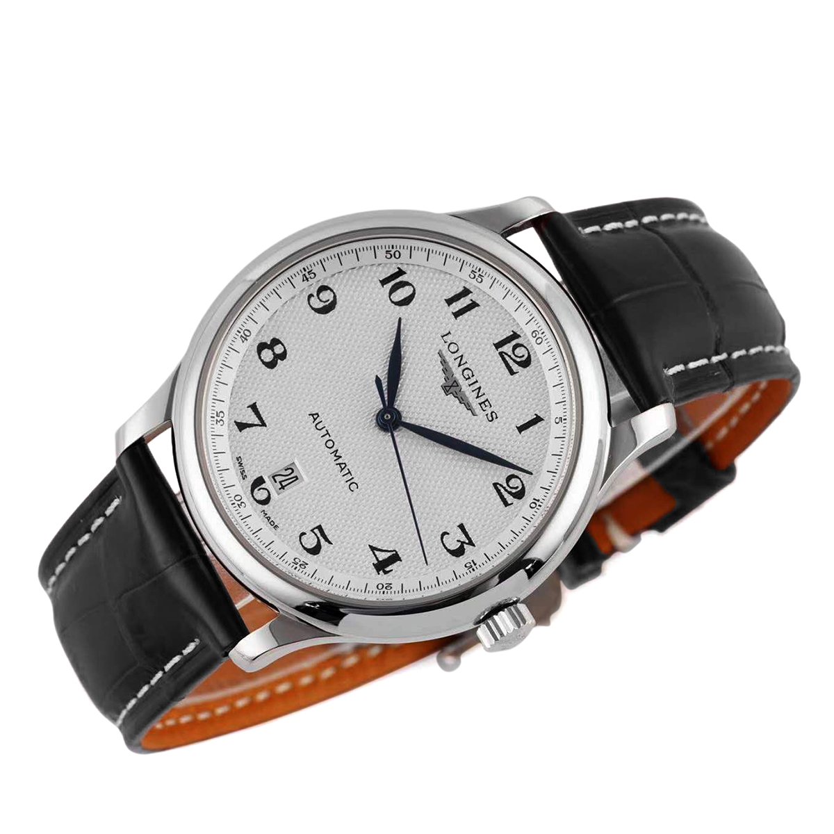 Master Collection White Dial on Black Leather Strap