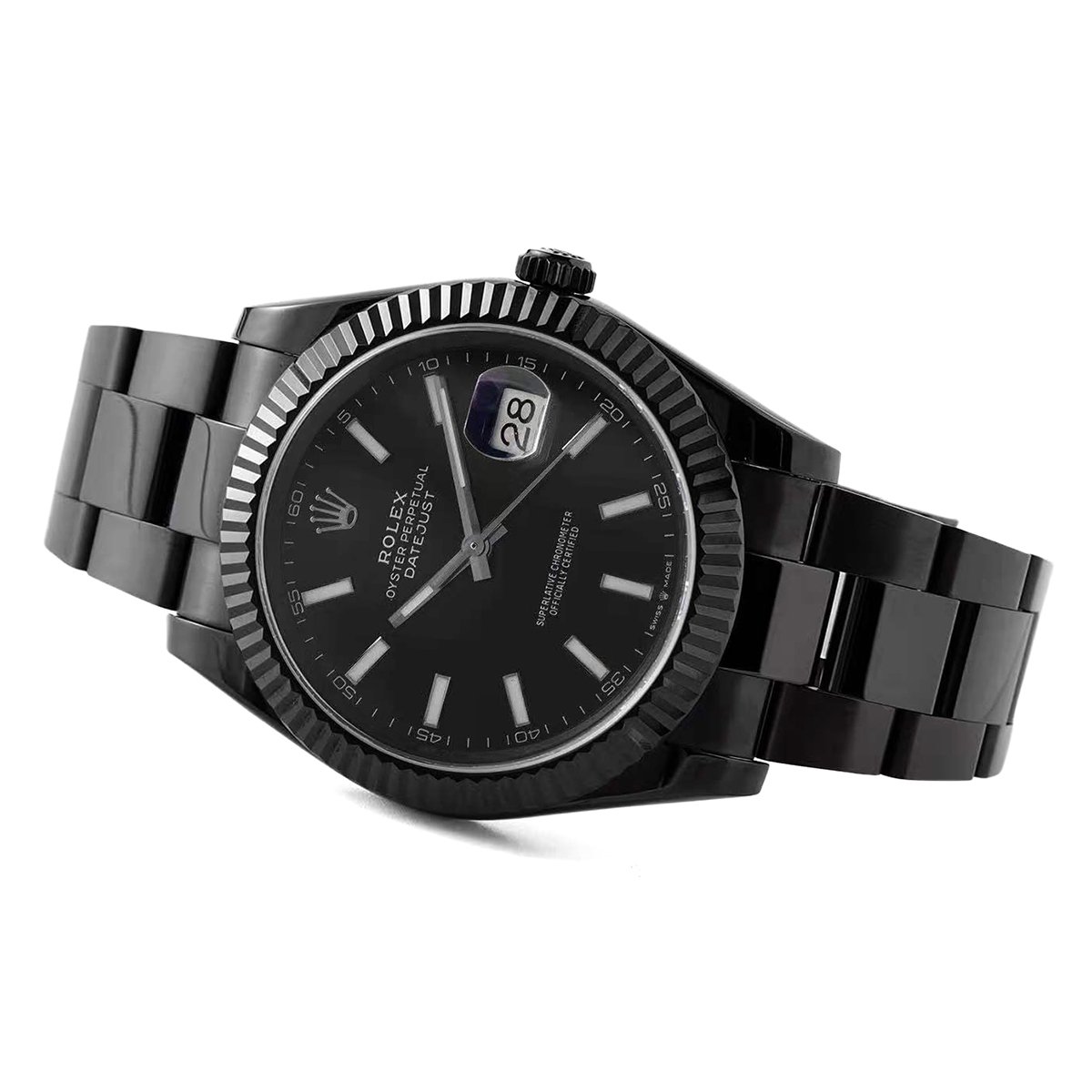 Datejust 41 Black Dial with Stick Markers in PVD Black