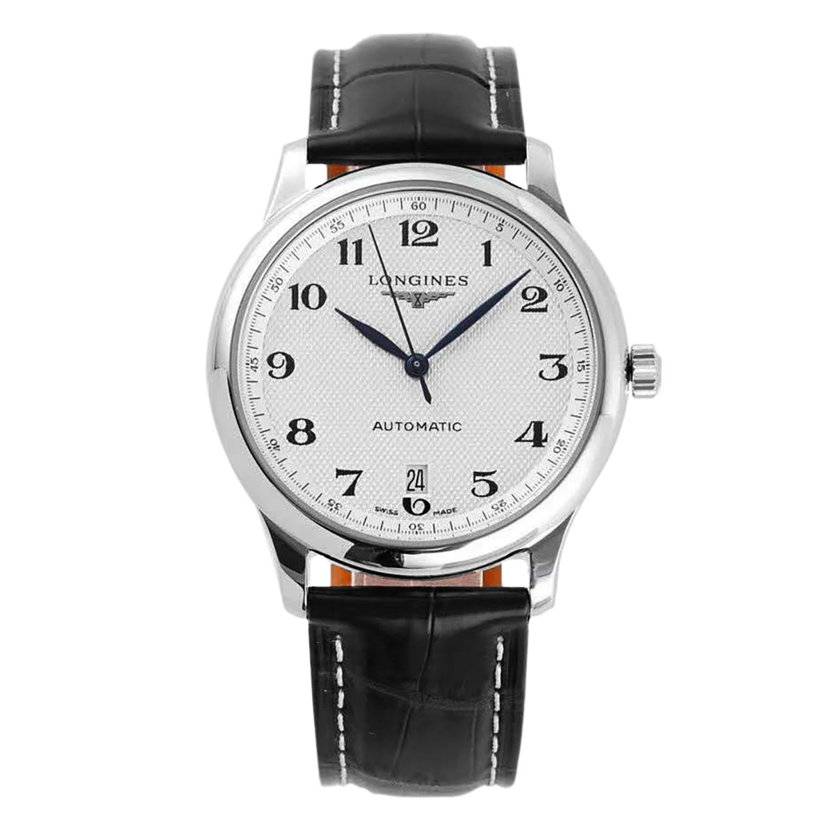 Master Collection White Dial on Black Leather Strap