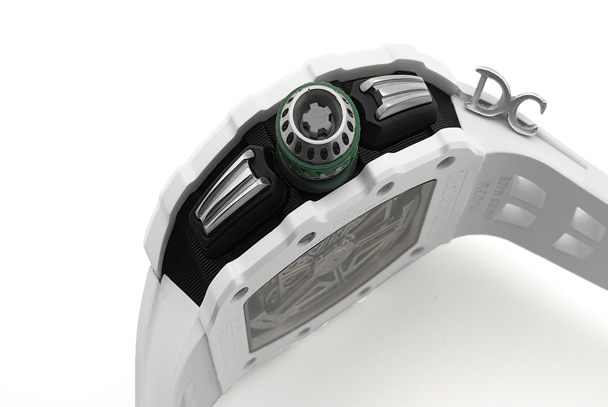 RM 011-02 Le Mans Classic Chronograph in Green on White Rubber Strap