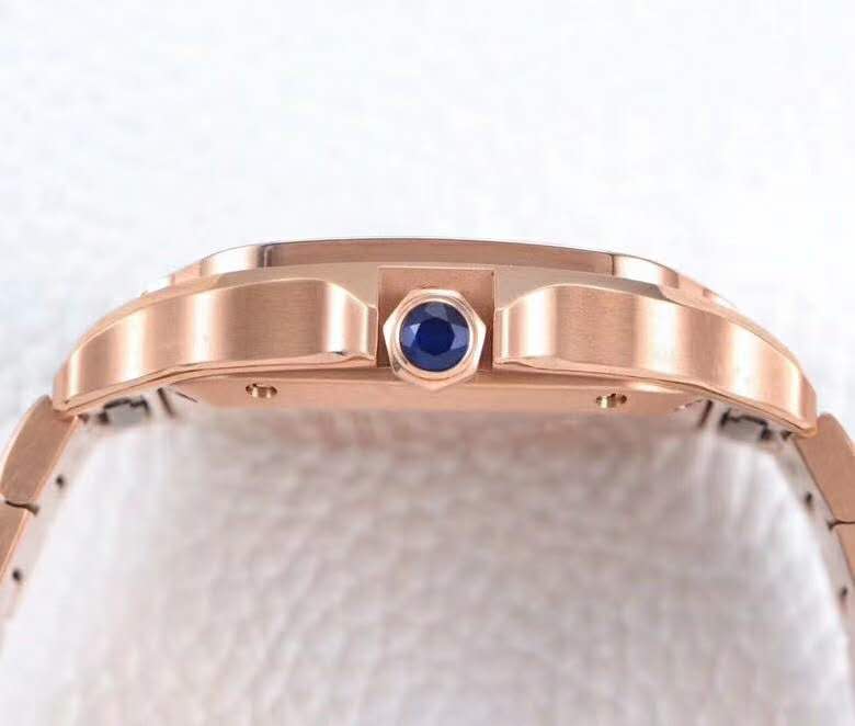 Santos de Ca*t1er White Dial with D1am0nd Bezel in Rose Gold