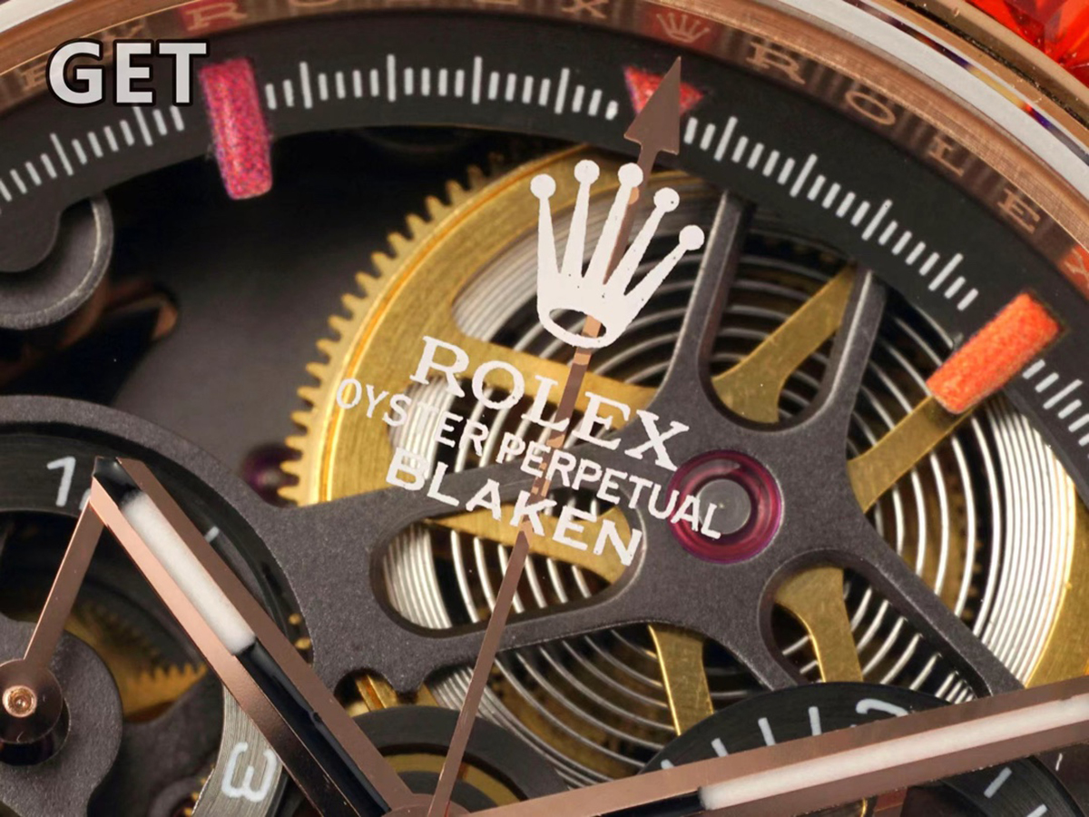 Blaken Daytona Skeleton Dial with Rainbow D1am0nd Bezel in Rose Gold