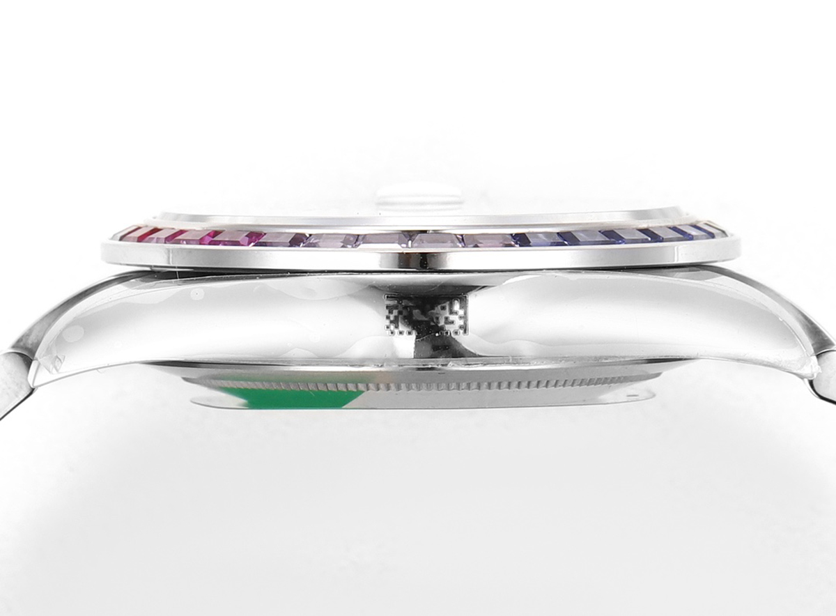 Datejust 41 Silver Dial Roman Markers with Rainbow D1am0nd Bezel in Steel on Oyster Bracelet