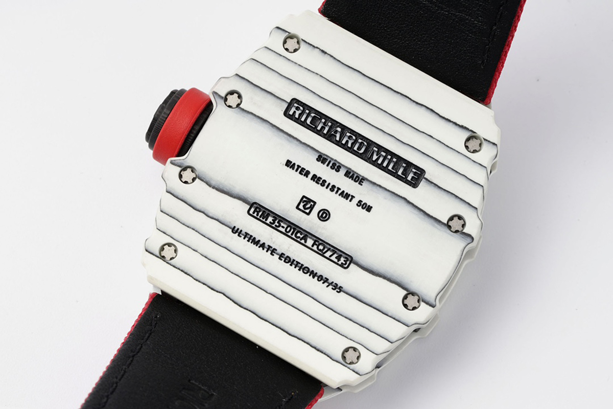 RM 035-01 Rafael Nadal White NTPT on Red Nylon Strap (Sonic)