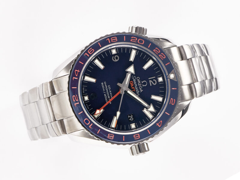 Planet Ocean 600M Co-Axial GMT 43.5mm VSF 1:1 Best Edition Blue Dial Blue Ceramic Bezel on SS Bracelet A8605 S*per Clone